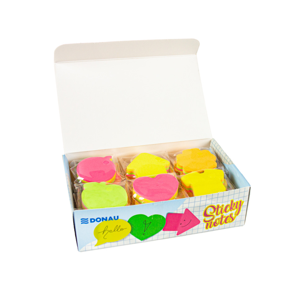 Notizen-Post-its, Sticky Notes, Farbige Aufkleber, Herzform, Beutelbox