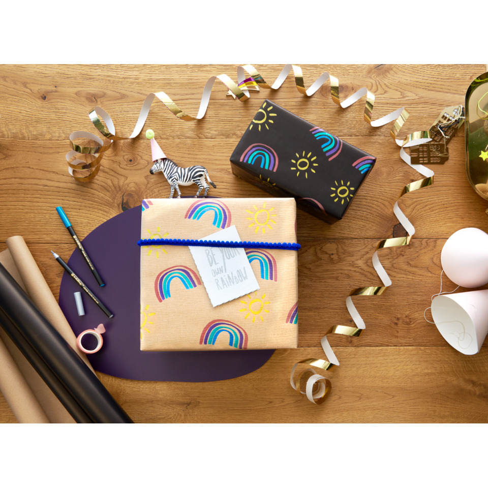 Geschenkverpackung, Geschenke, Regenbogenmuster, Sonnenmuster, Kleine Geschenkbox