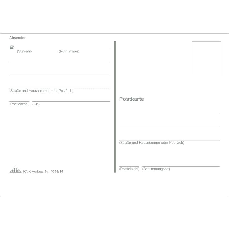 Postkarte, Briefkarte, Kartenformat, Postversand, Ruheblank