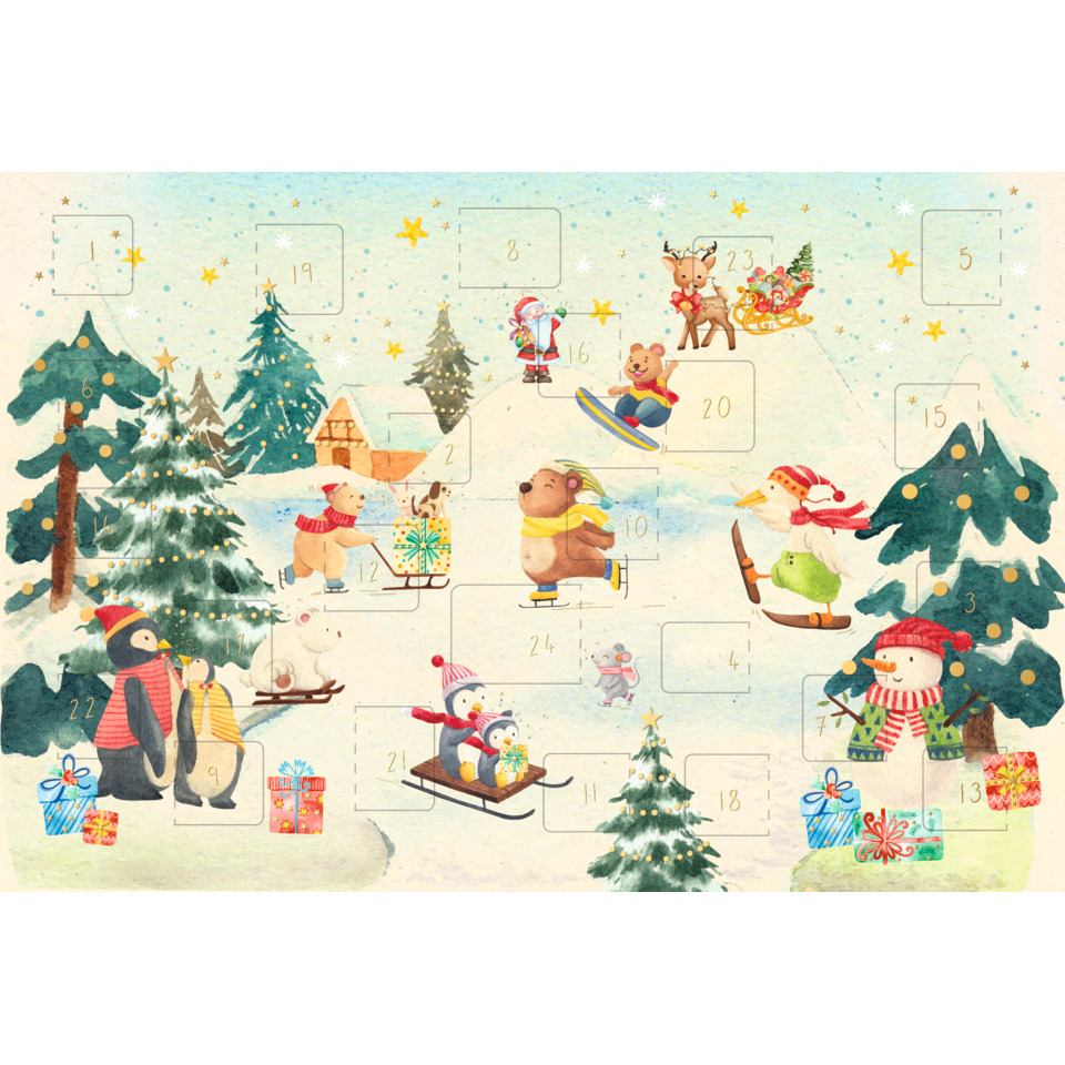 Adventskalender, Winter, Schlitten, Pinguin, Paket