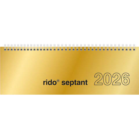 Tischkalender septant 2026 quer, 30,5 x 10,5 cm, 1W/2S, Kunststoff, gold RIDO 70-36 121 916
