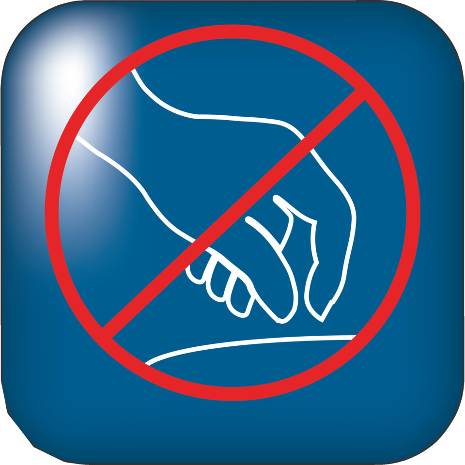kein Kontakt, kein Händeschütteln, Hinweis, Symbol, Icon