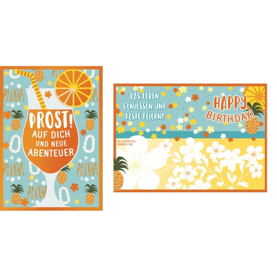 Tropical, Sommerdeko, Ananas, Orangen-Glas, Aloha