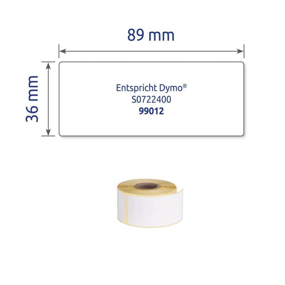 etikett, abmessungen, 89 mm, 36 mm, bandrolle