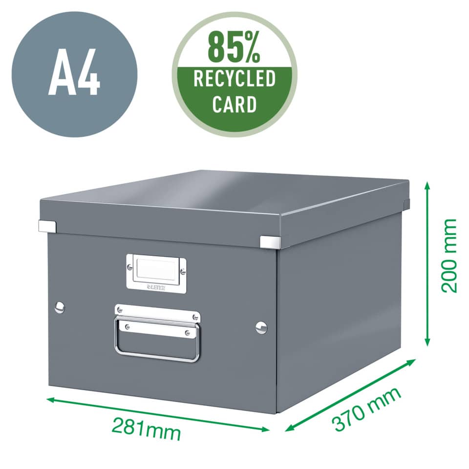 Box, Lagerung, Metallbehälter, Abmessungen 370x281x200, recycelte Karte