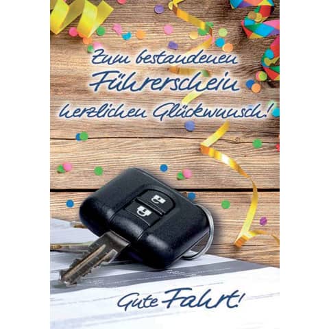 Glückwunschkarte zum Führerschein KOMMA³ 01-245
