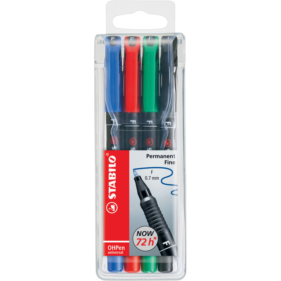 Kugelschreiber, Permanentmarker, Fine Line, 4er Set, OHPen Universal