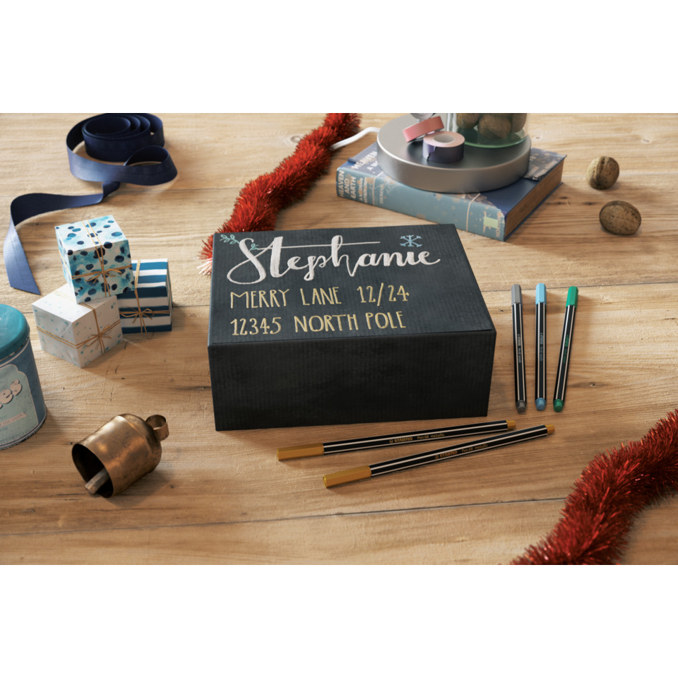 personalisierte box, geschenkbox, kleinere Schreibset, notizset, kugelschreiber, Adressaufkleber, Namensschild, Schule/Schreibset, Kunst-Label, Geschenkverpackung