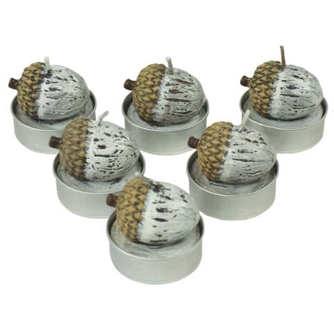Weihnachts-Teelicht Eichel, 6 Stück PBS N21005-4020