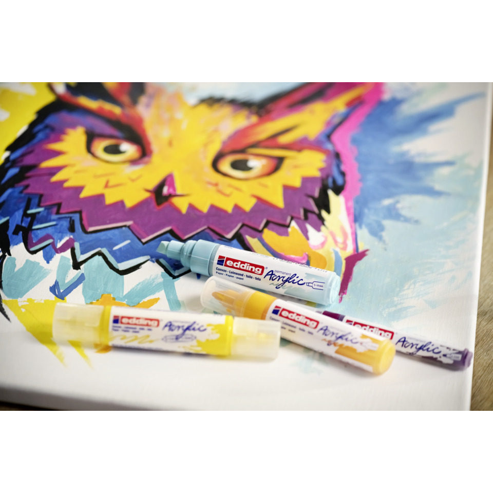 Acrylicfarbe, Malstifte, Mehrfarbig, Kunstbedarf, Eulenbild, Acrylic paints, Painting supplies, Art markers, Künstlerbedarf, Farben set