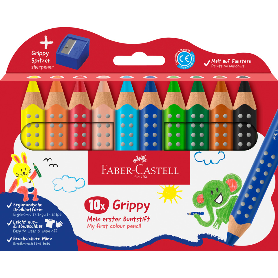 Farbstiftetui Grippy, 10er Set mit Spitzer FABER CASTELL 110636