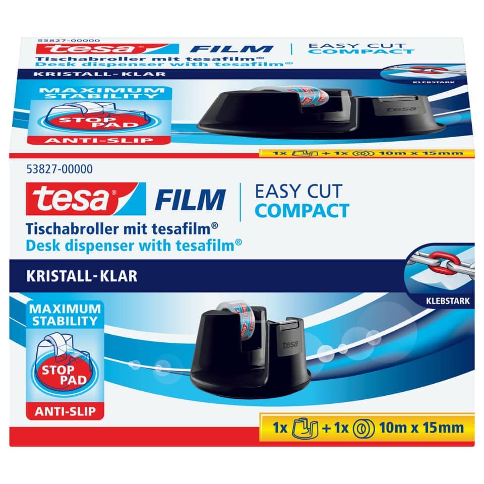 Schreibtischspender, tesa-Film, Rutschfest, Klar, 10m x 15mm