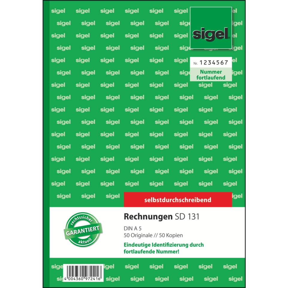 Rechnung, SD 131, Selbstklebend, Fortlaufende Nummer, Barcodescanner-kompatibel