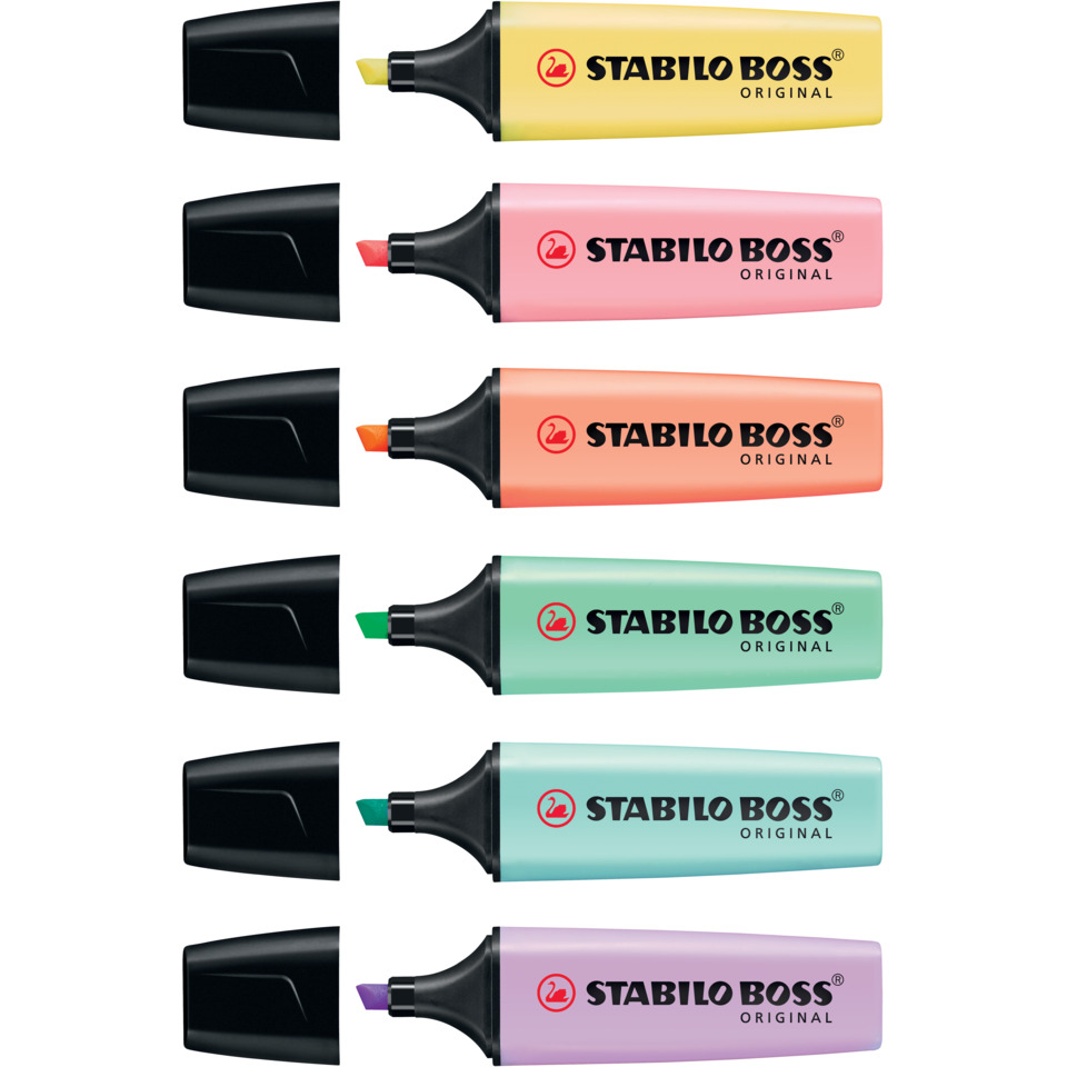 Highlighter, Marker, Pastel colors, Chisel tip, Stabilo Boss