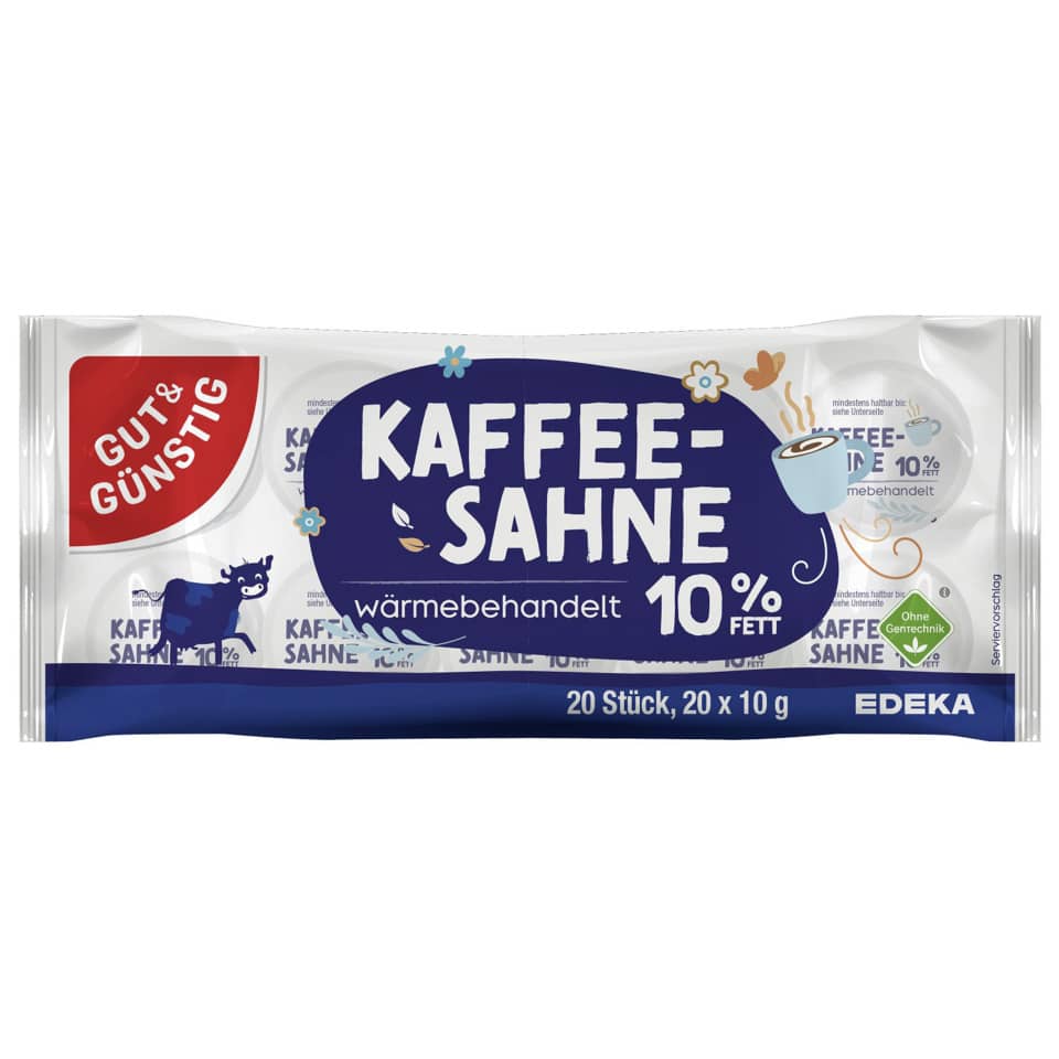 Kaffeesahne, 10% Fett, wärmebehandelt, 20 Stück, EDEKA