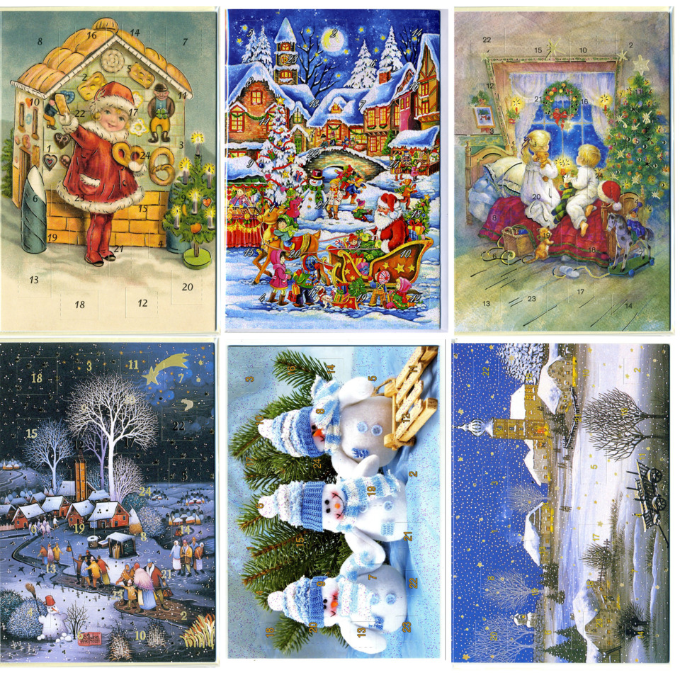 Adventskalender, Winterlandschaft, Weihnachtsbild, Schneelandschaft, Dekorbild