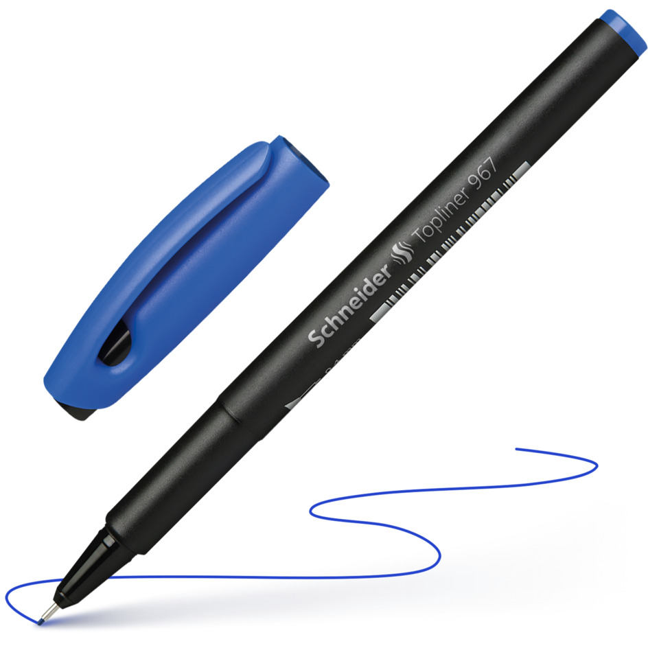 Precision-Stift, BlauerKappenstift, Rollerpen, schwarzerKörper, nachfüllbarerStift