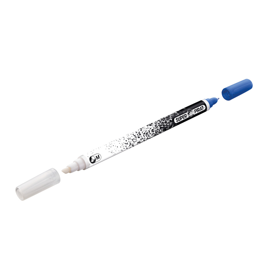 Whiteboard-Marker, Dual-Tip-Marker, blauer Deckel, schwarze Sprenkel-Optik, Markerstift