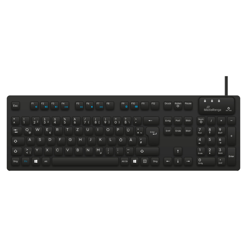 Tastatur, QWERTZ, kabellos, USB, MedienRange