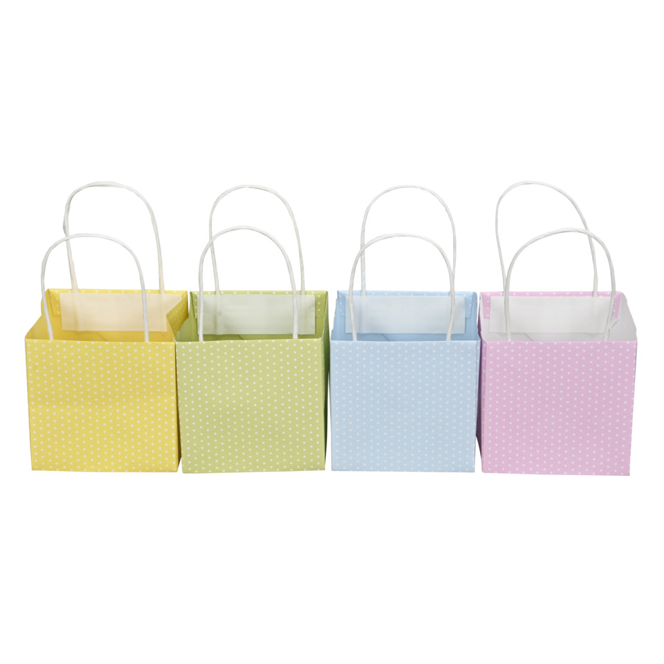 Papiertaschen, Geschenktüten, Pastellfarben, Punkte Muster, Tragetaschen