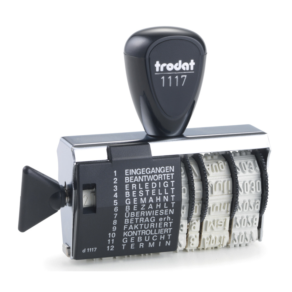 Wortbanddrehstempel Classic, mit Datum, 4mm, schwarz TRODAT 1117