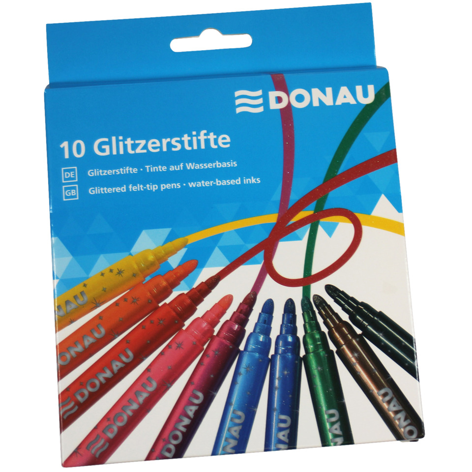Glitzerstifte, Filzstifte, Wasserbasis, 10 Stück, Kunstbedarf
