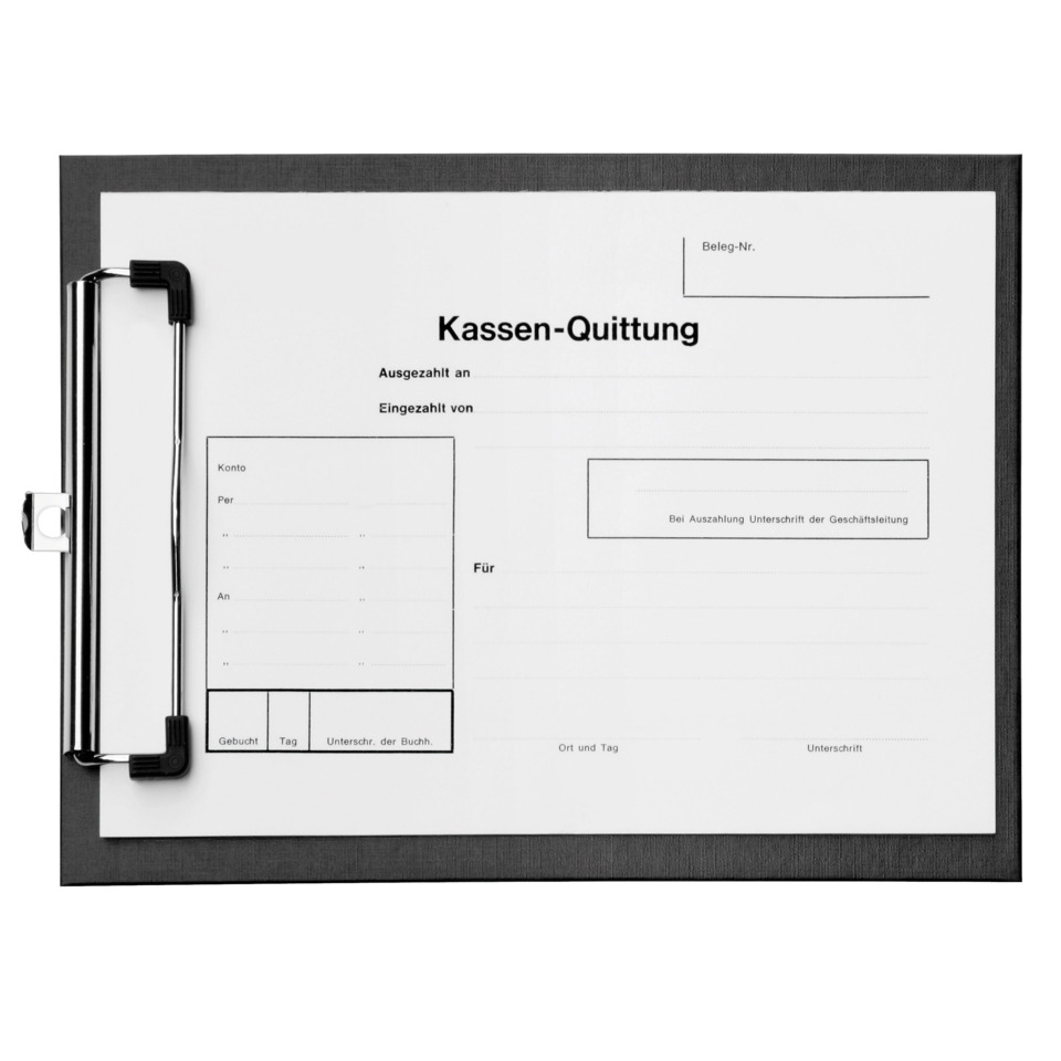 Kassenquittung, Quittung, Clipordner, Halterung, Dokumente