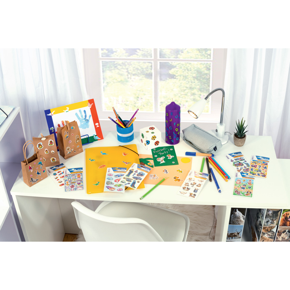 Schreibtisch, Bastelmaterial, Sticker, Bastelset, Kunstpapier