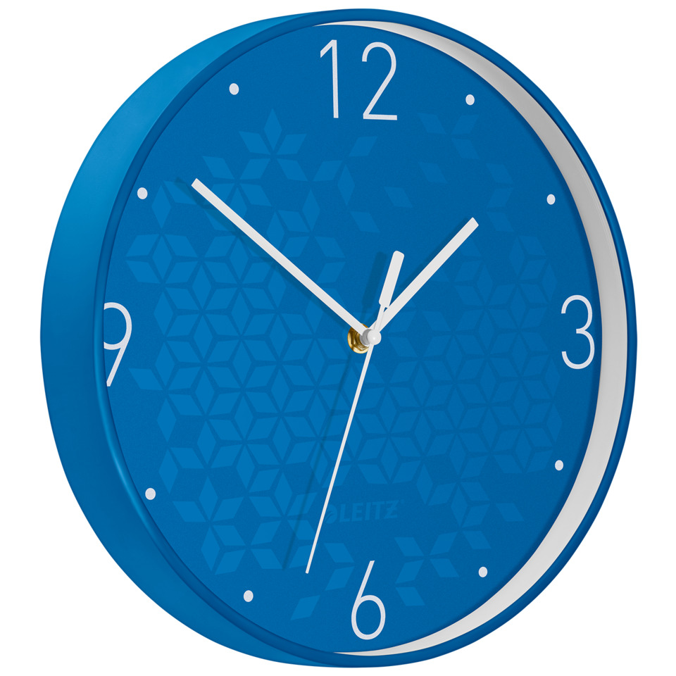 wanduhr, blau, analog, gemustert, wandgrosser