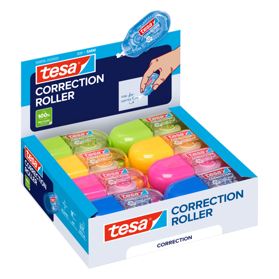 Korrekturroller, Farbige Rollen, Tesa, Bürobedarf, Korrekturroller-Spender
