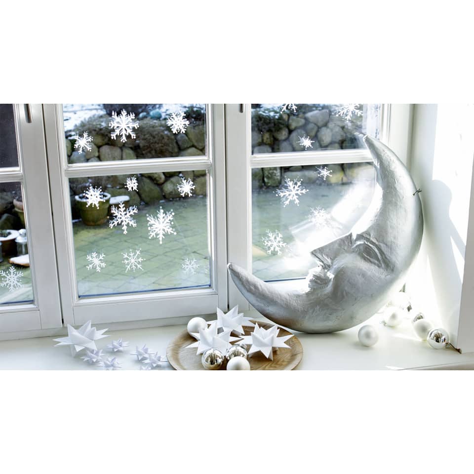 Weihnachtsdeko, Mondskulptur, Schnee Flocken, Weihnachtsornament, Porzellan/Metall Skulptur