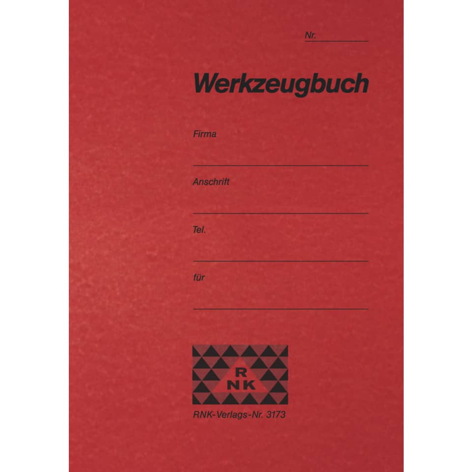 Werkzeugbuch, roter Einband, Notizbuch, Gittermuster, RNK Verlag