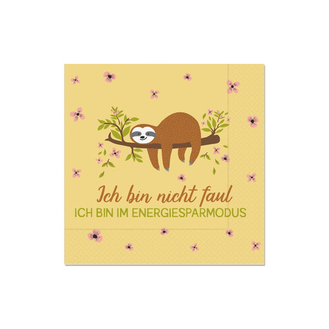 Motivserviette Zoofreunde - Faultier, 33 x 33 cm, 3-lagig FÜR DICH 130677