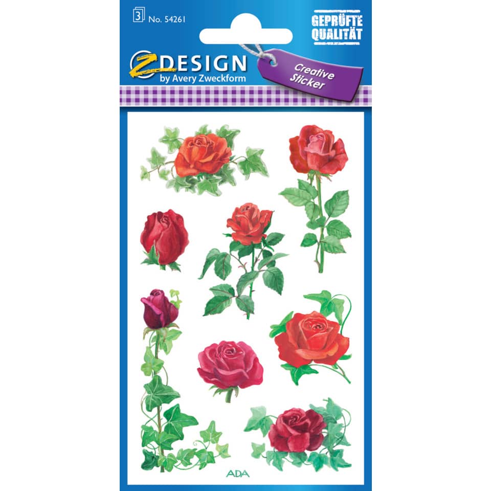 Rose Sticker, Rosen Aufkleber, Florale Deko, Rosen Motive, Rote Rosen