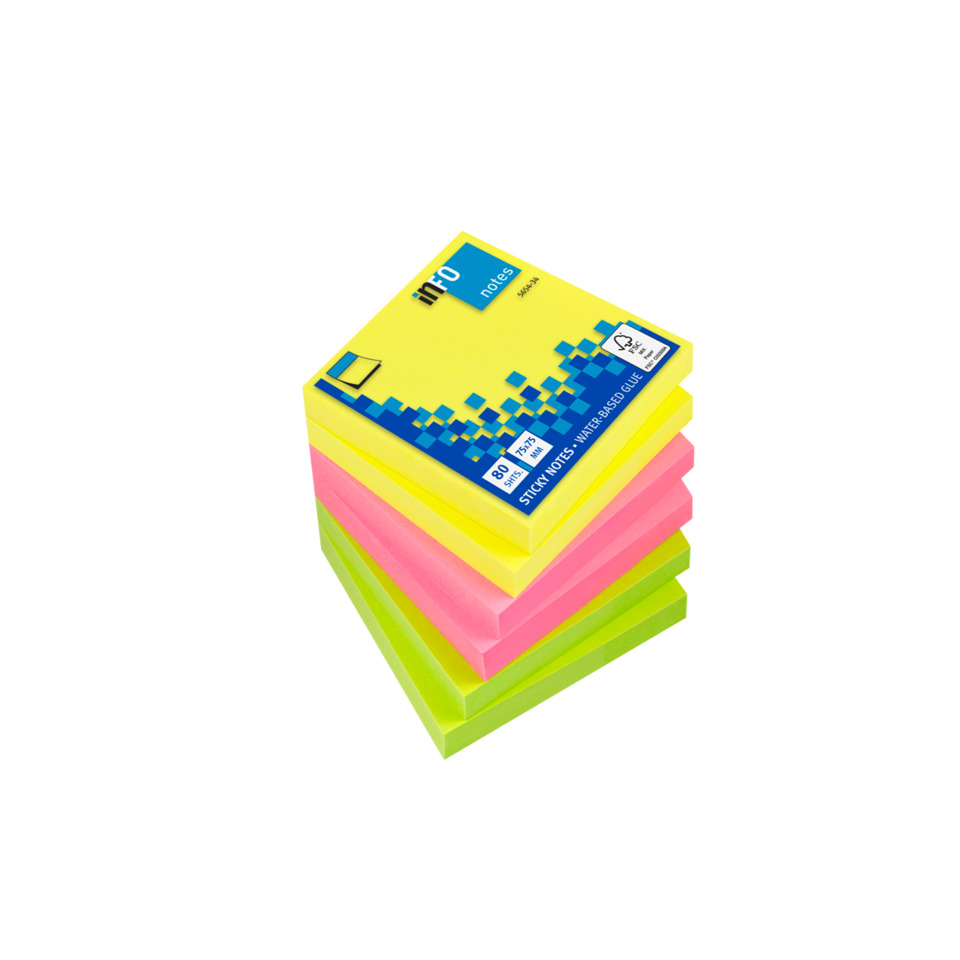 Notizblock, Sticky Notes, Neonfarben, Wasserfest, Post-it