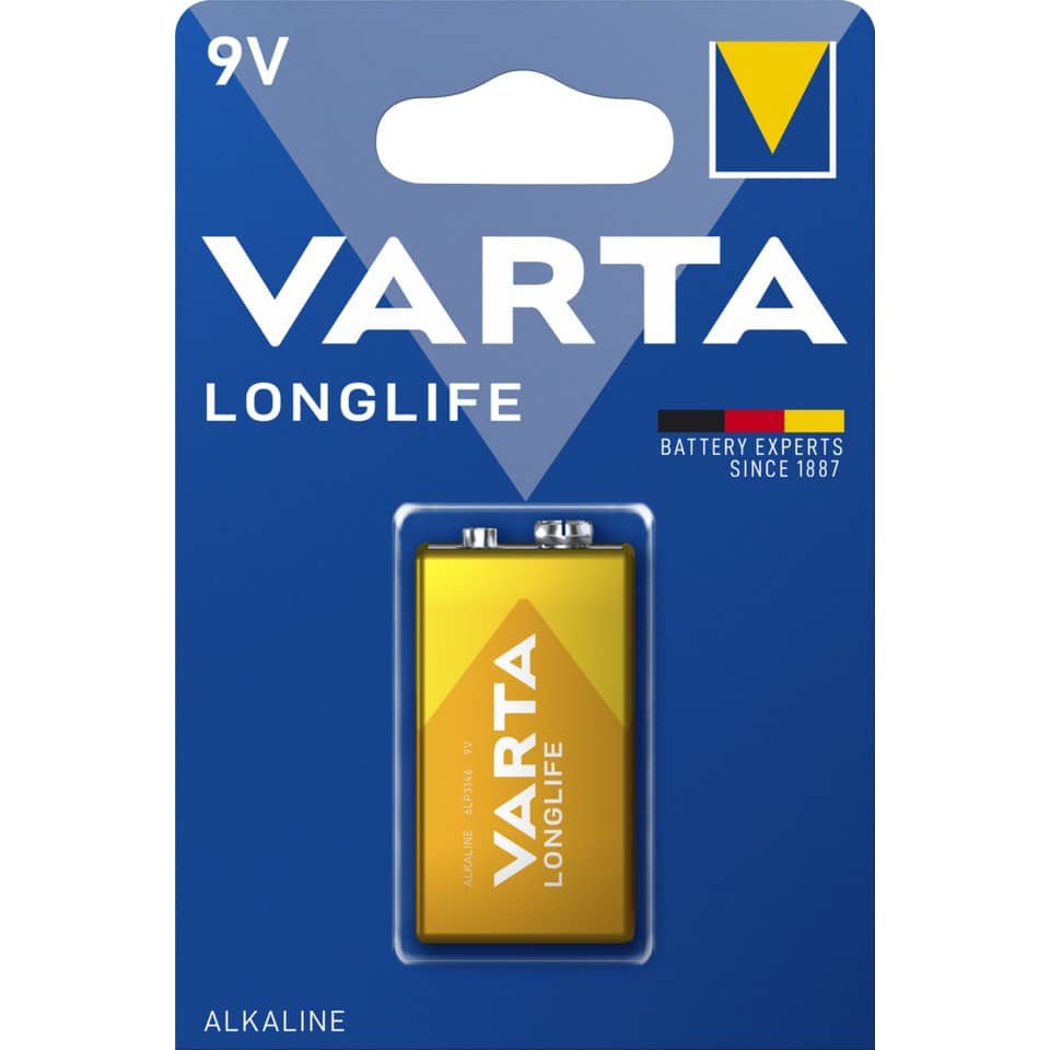 9V-Batterie, Alkalisch, Batterie, VARTA, Longlife