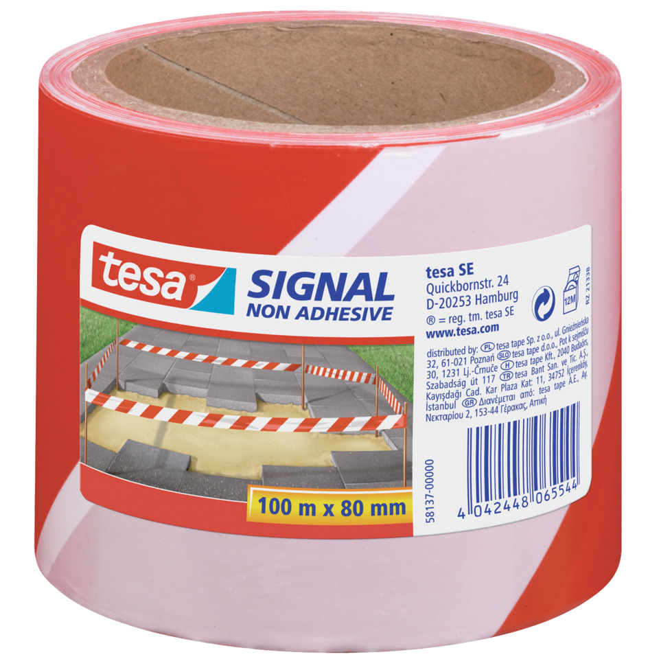 Klebeband,  Signalband, Non-adhesive, Gelb-rot, Rollenmaß 100 m