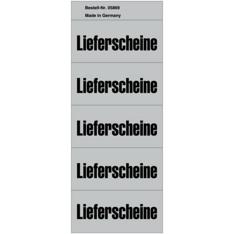 Inhaltsschild Lieferscheine, selbstklebend, 100 Stück, grau  5869