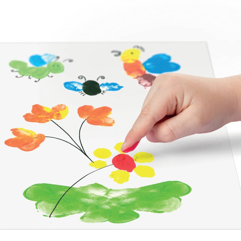 Kinderkunst, Kunstabdruck, Fingerabdruck, Blumenmalerei, Farbenklecks