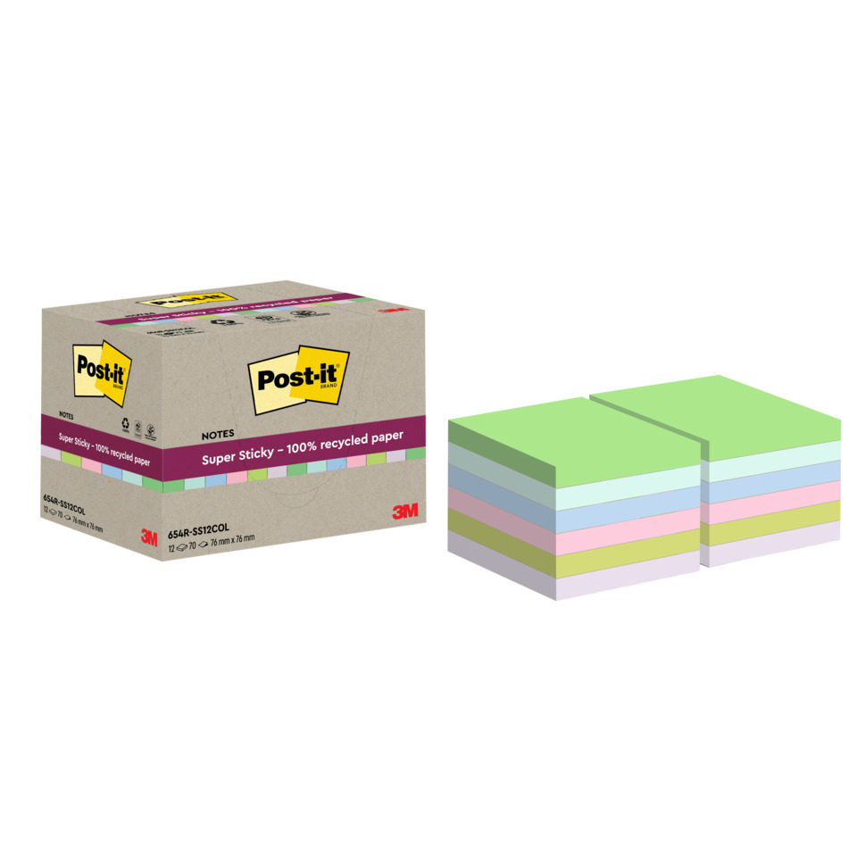 Post-it Box, Haftnotizen, Recyceltes Papier, Pastellfarben, Notizblock