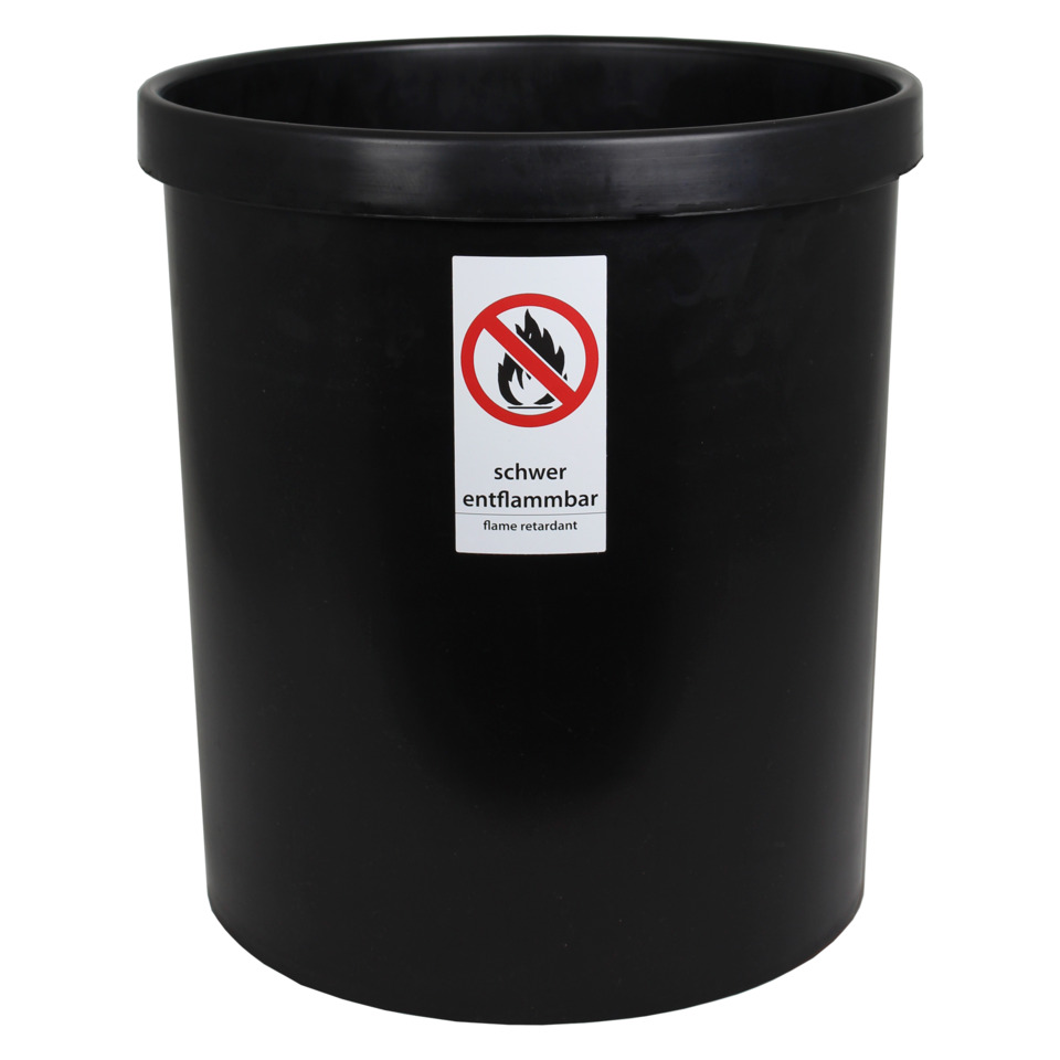 Abfalleimer, Schwarz, Rund, Flamme retardant, Kunststoff