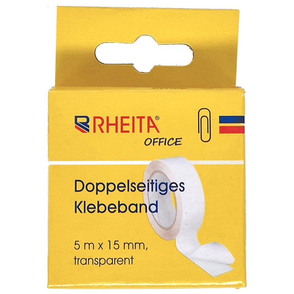 Klebeband, Transparent, Doppelseitig, 5 m x 15 mm, Office