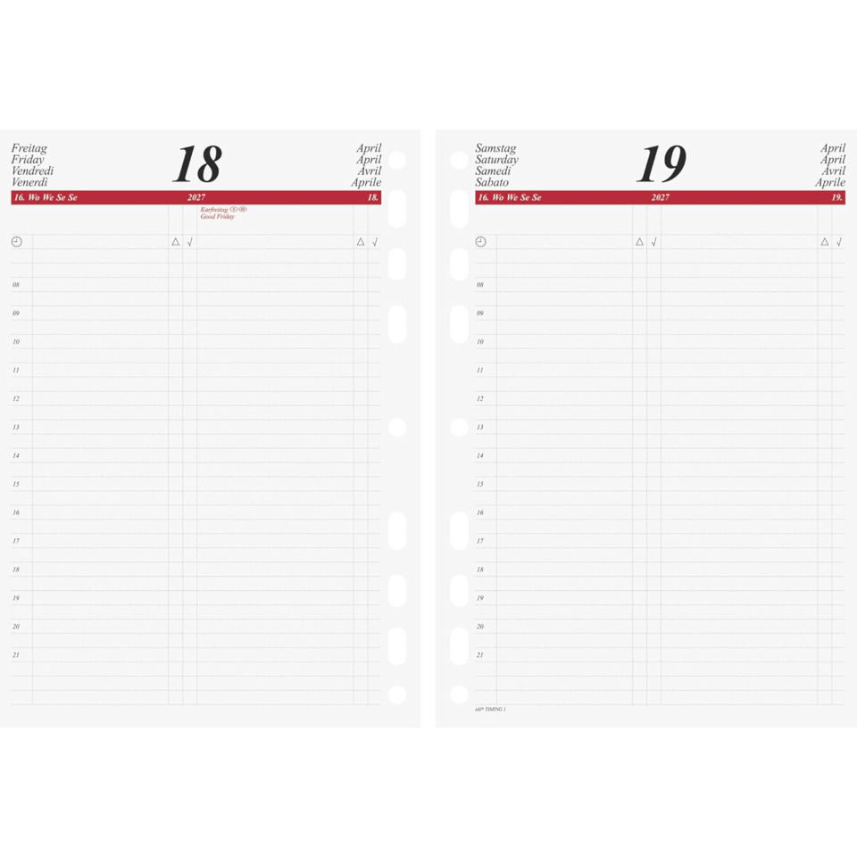Kalender, Tagesplaner, Zweistufiger Kalender, Wochentage, Datum