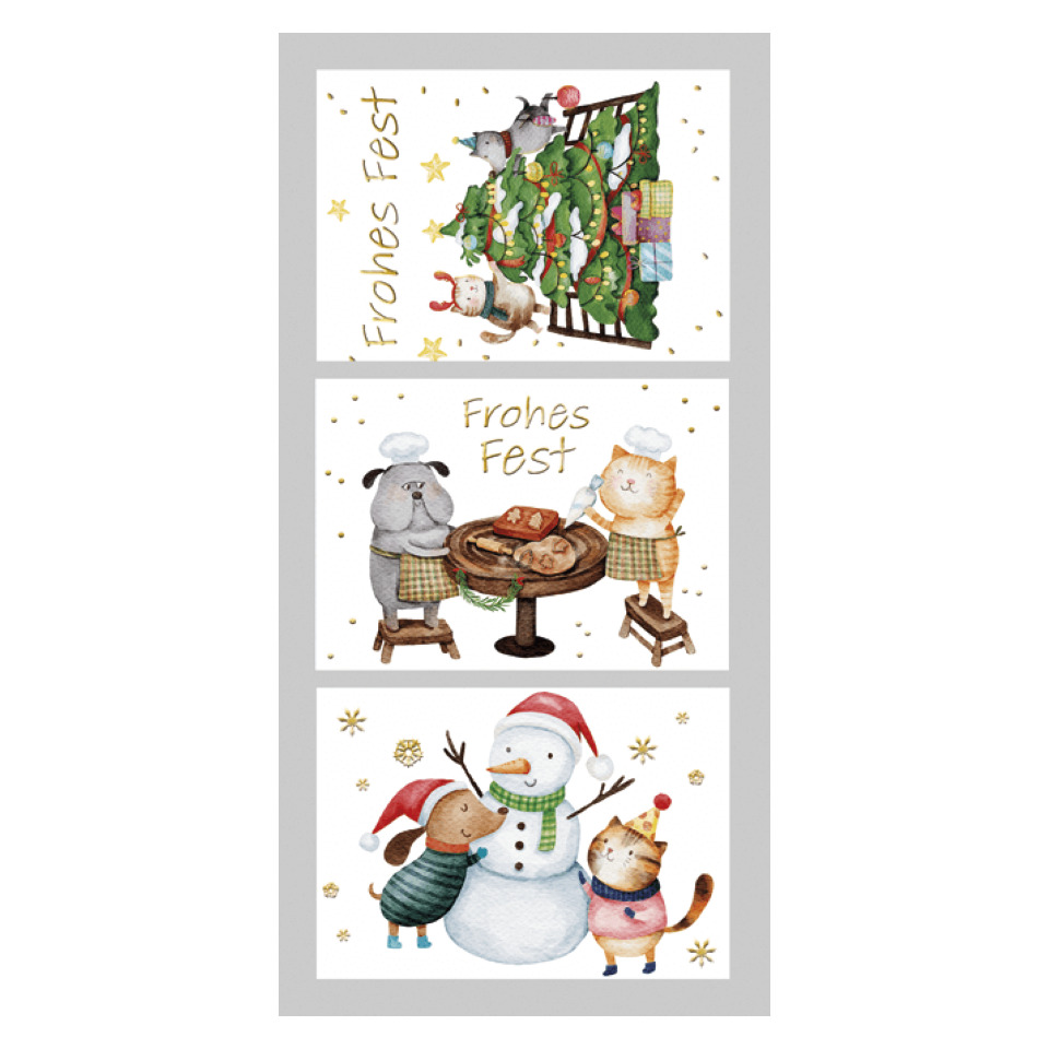 Weihnachtskarten, Festtagsmotiv, Winterdesign, Tierische Figuren, Schneemann