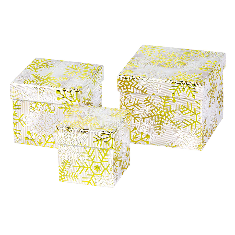 Geschenkbox, Weihnachten, Schneeflocken, Gold, Geschenkverpackung