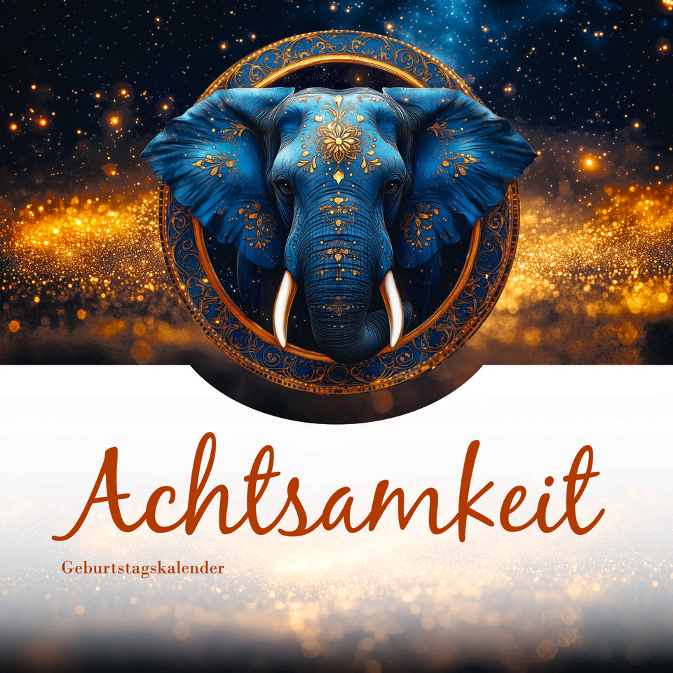 Elefant, Blau, dekorativ, Gold, Kalender
