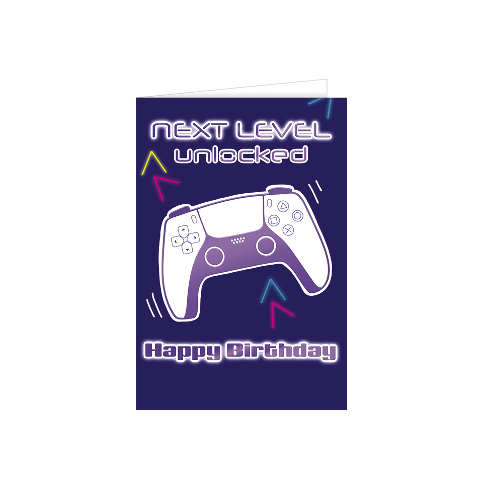 Gaming, Controller, Neon, Geburtstagskarte, Playstation-Stil