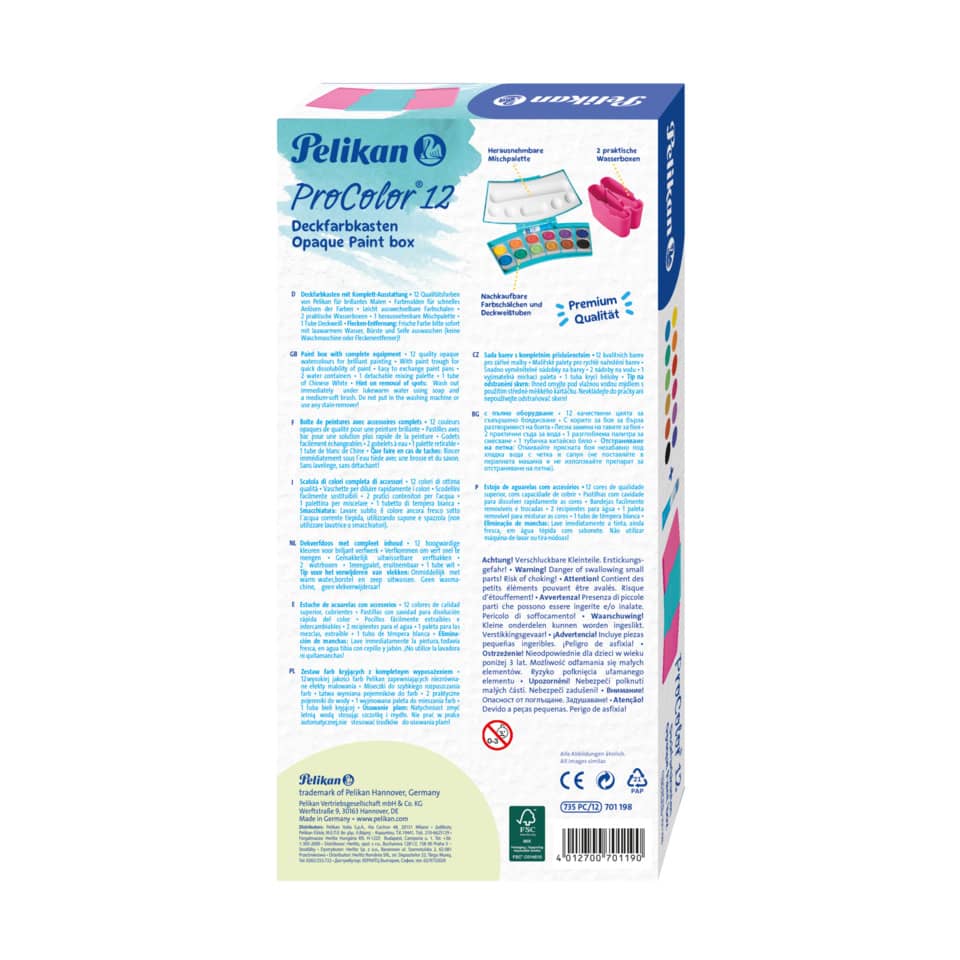 Plakatfarben, Deckfarbkasten, Opaque Paint box, Farbpalette, Pelikan