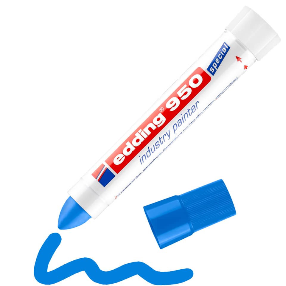 white marker, blue cap, industrial marker, blue ink, stick marker