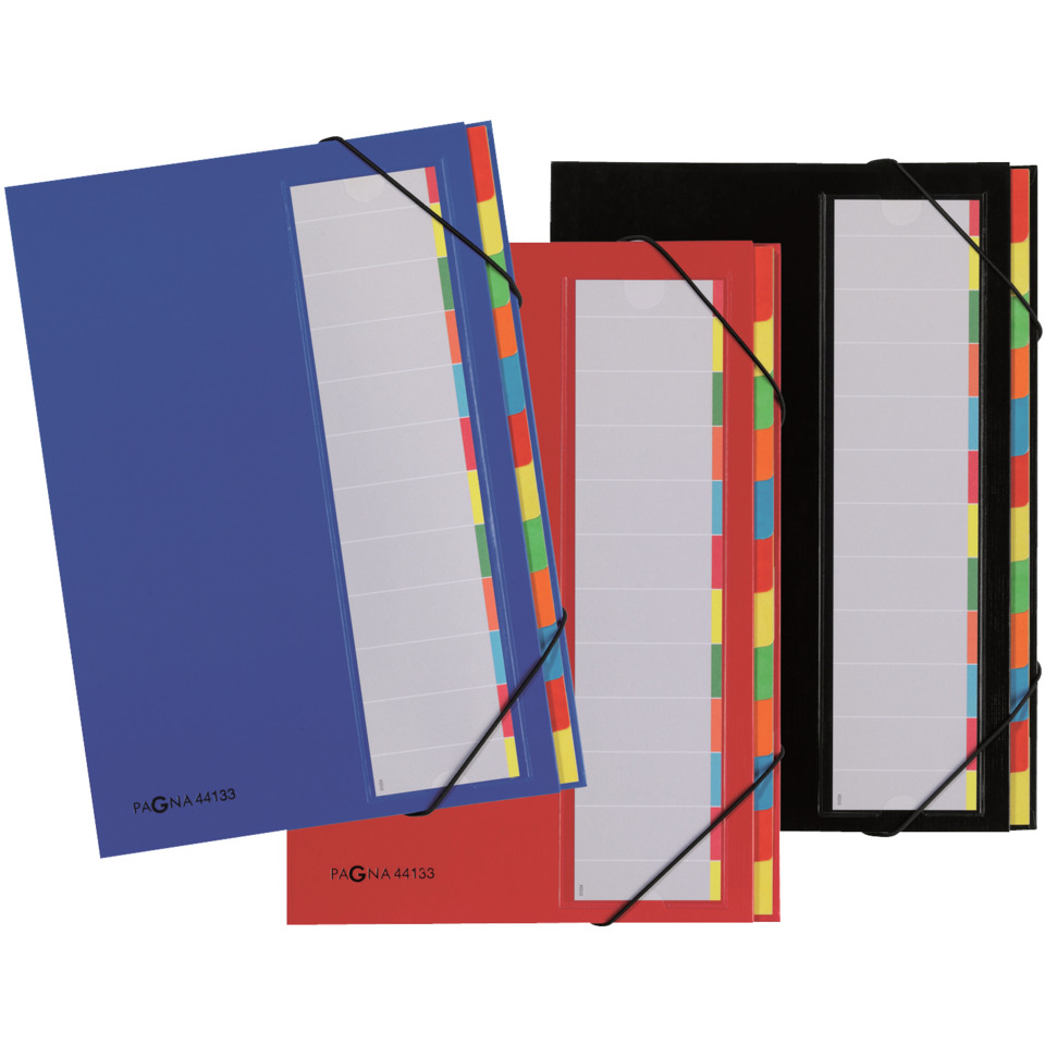 Notizheft, Ordner, Kunststoff-Ordner, Schwarz-blau-rot, Acetat-Band
